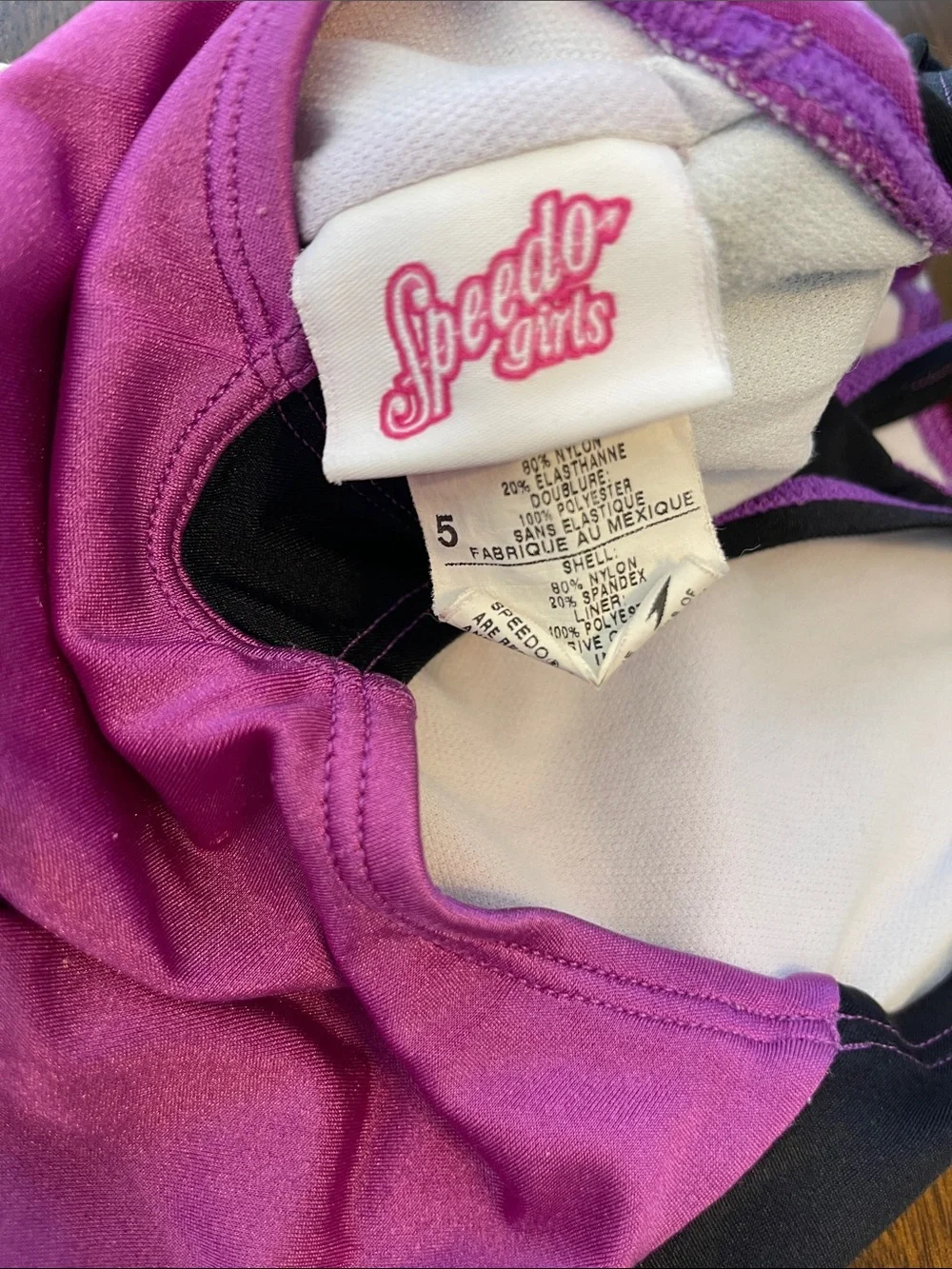 Speedo Purple Full One Piece Swimsuit Bathing suit Girls 5 Swim Beach Pool Team